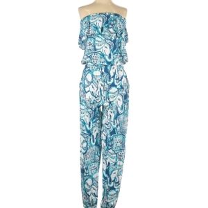 Lilly Pulitzer blue elephant jumpsuit XS